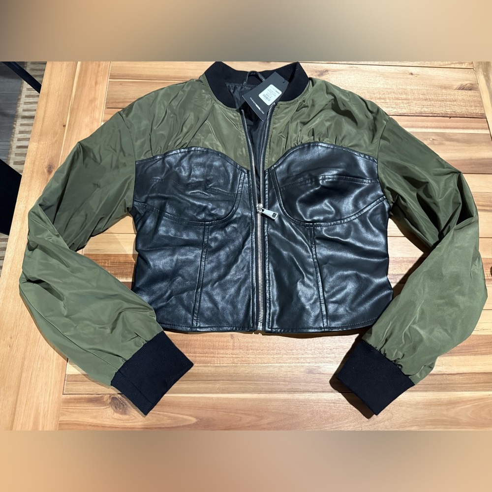 NWT fashion nova double fun bomber jacket small
